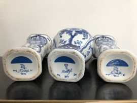 de Porceleyne Fles: prachtig Delfts Blauw kaststel hoogte dekselvaas 22 cm zijvaas 15 cm