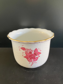 Herend porselein: cachepot 7604/AP decor Apponyi Rood hoog 9 cm doorsnede 13 cm
