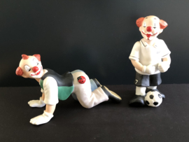 Goebel porselein: Happy Clowns Lucky 19 cm lang en 11,5 cm hoog / Franz 17 cm hoog