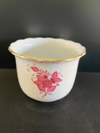 Herend porselein: cachepot 7604/AP decor Apponyi Rood hoog 9 cm doorsnede 13 cm