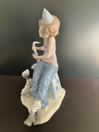 VERKOCHT Lladro porselein: Clown With Saxophone / Payaso Saxofon Salvador Debón 1980-1985 hoog 26 cm 01005059