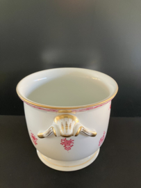Herend porselein: grote cachepot 7213/AP decor Apponyi Rood hoog 14 cm doorsnede 17 cm