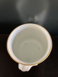 Herend porselein: cachepot 7214/NBV decor Niang Bouquet Nanking Green hoog 12 cm doorsnede 14 cm