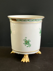 Herend porselein: klauwvaas 7862/AV hoog 10 cm doorsnede 9 cm Apponyi Vert