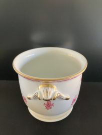 Herend porselein: grote cachepot 7213/AP decor Apponyi Rood hoog 14 cm doorsnede 17 cm