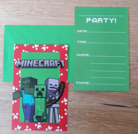 uitnodigingen minecraft, per 6 stuks