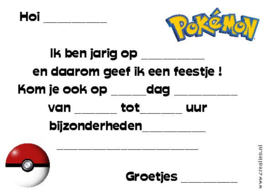 uitnodiging "pokémon", per 8 stuks