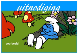 uitnodiging "smurfen" per 8 stuks