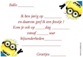 uitnodiging "minions"-2, per 8 stuks