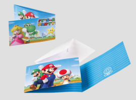 uitnodigingen super mario, per 8 stuks