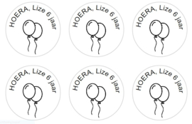 stickers ronde tekst met ballonnen, 24 op een vel