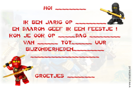 uitnodigingen ninjago, per 8 stuks