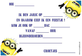 uitnodiging "minion", per 8 stuks