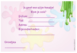 uitnodigingen slijmfeestje, per 8 stuks