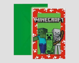 uitnodigingen minecraft, per 6 stuks
