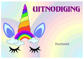 uitnodigingen unicorn regenboog, per 8 stuks