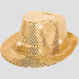 hoed, goud met led lichtjes en glitters