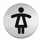 RVS pictogram dames toilet rond 83mm