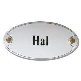 Emaille naamplaatje Hal