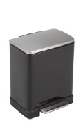 Pedaalemmer E-Cube recycling, EKO mat RVS/ zwart - 1 x 10 en 1 x 9 liter