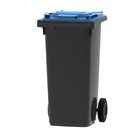 Mini container grijs/ blauw deksel- 240 liter