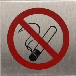 RVS pictogram roken verboden vierkant 80mm