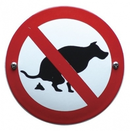 Emaille verbodsbord honden uitlaten-1 rond 100mm