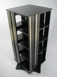 Zwart met Aluminium boekenmolen 2-4 etages Blad 55 cm