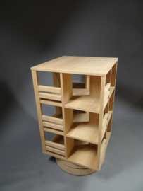 Gerari's Moderne Eiken booktower op ronde dubbele voet   2-4 etages Blad 55 cm of 45cm