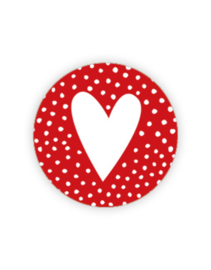 Sticker rond rood met witte stippen / hart | 35mm | 10stk