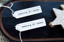 Label hout Merry Xmas klein