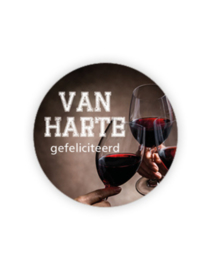 Sticker rond - Van Harte gefeliciteerd - proost | 35mm | 10stk