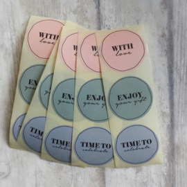 Sticker / set "with love" "enjoy your gift" "time to celebrate" / 15 stk