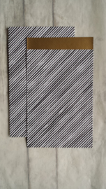Kado zakje manuel stripes  / zwart goud /  12 x 19cm / 5stk