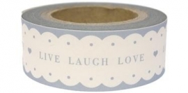 Paper tape "LIVE LAUGH LOVE" wit met grijze tekst / EI 4751 