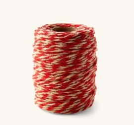 Katoenen touw | rood/naturel | 50m