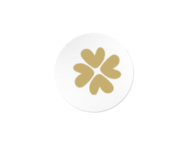 Sticker sluitzegel rond goud wit | klavertje 4 | 35mm | 20 stk