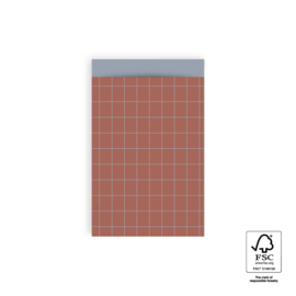 Zakjes grid warm red | 12x19cm | 5stk