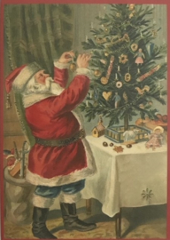 Kerstkaart - Kerstman / kerstboom | Glitter |  nostalgisch
