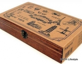 Stempels set  / vintage / 15 stk in mooie houten doos