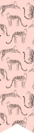 Sticker vierkant  label | roze luipaard - 10stk