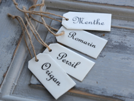 Emaille labels / kruiden / set 4stk
