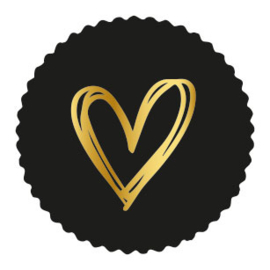 Sticker zwart schulprand - painted hart goud | 9stk