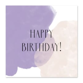 Mini - kaartje / kadokaartje | Happy Birthday - lila