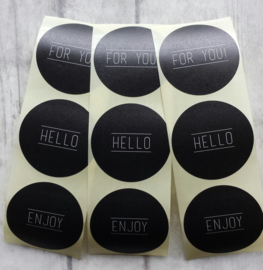 Stickers  set rond |  " For You " Hello " Enjoy" / 15stk