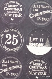 Sticker CHRISTMAS zwart wit rond / EI 1751