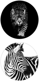Sticker mix - zwartwit - wild animal | 35mm | 20stk