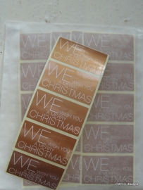 Sticker "We wish You a Merry Christmas" brons / 20stk