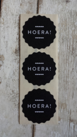 Stickers / HOERA zwart / 10stuks