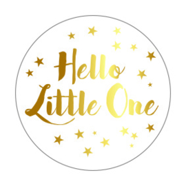 Sticker sluitzegel rond wit | hello little one - goud folie | 10stk